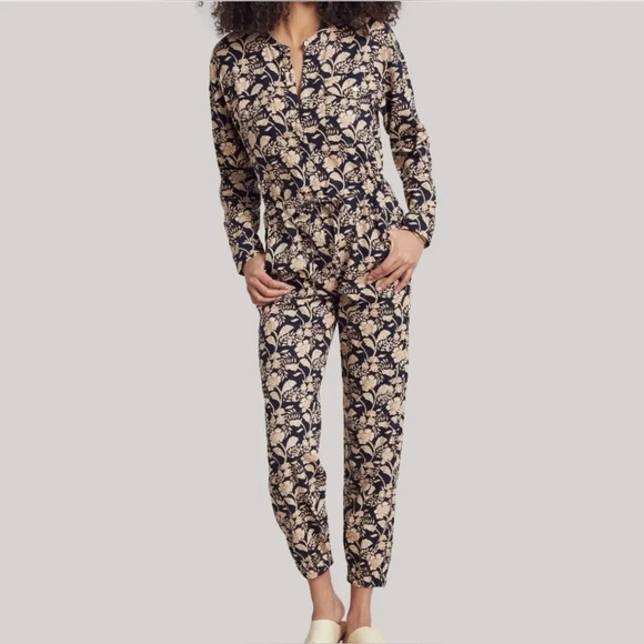 Faherty womens Savoie Floral linen blend long sleeve jumpsuit meadow Size Medium - Picture 1 of 15